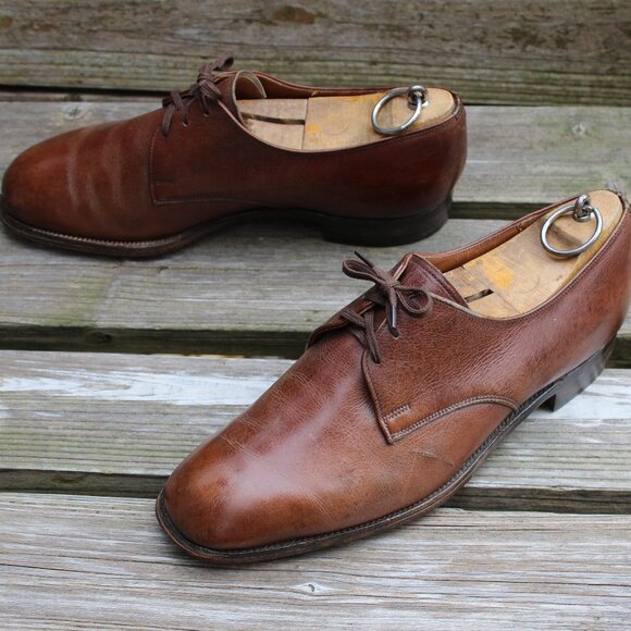 VTG 80s Church's Brown Plain Toe Derby, Men's size 8 F(wide) US, Made in England - Picture 13 of 13